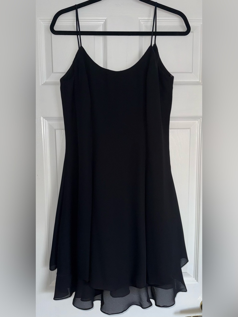 En FRANCAIS by Huey Waltzer Vintage Black Chiffon Classic Chic Slip Dress 80 90s